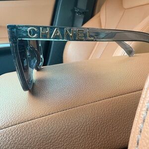 CHANEL Black and Gold Sunglasses